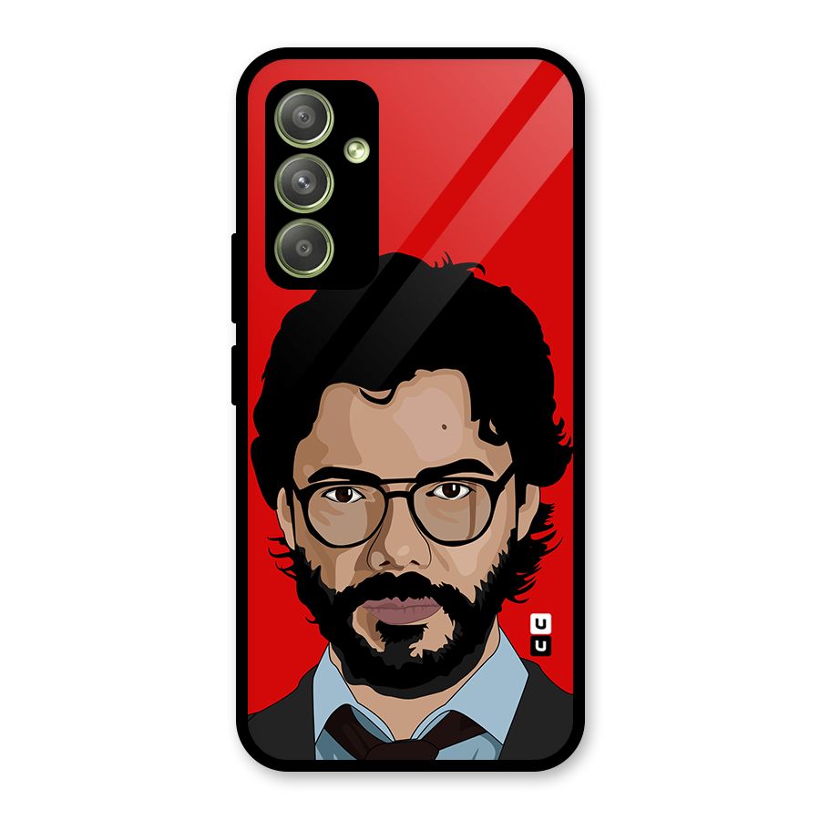 The Professor Illustration Art Glass Back Case for Galaxy A54