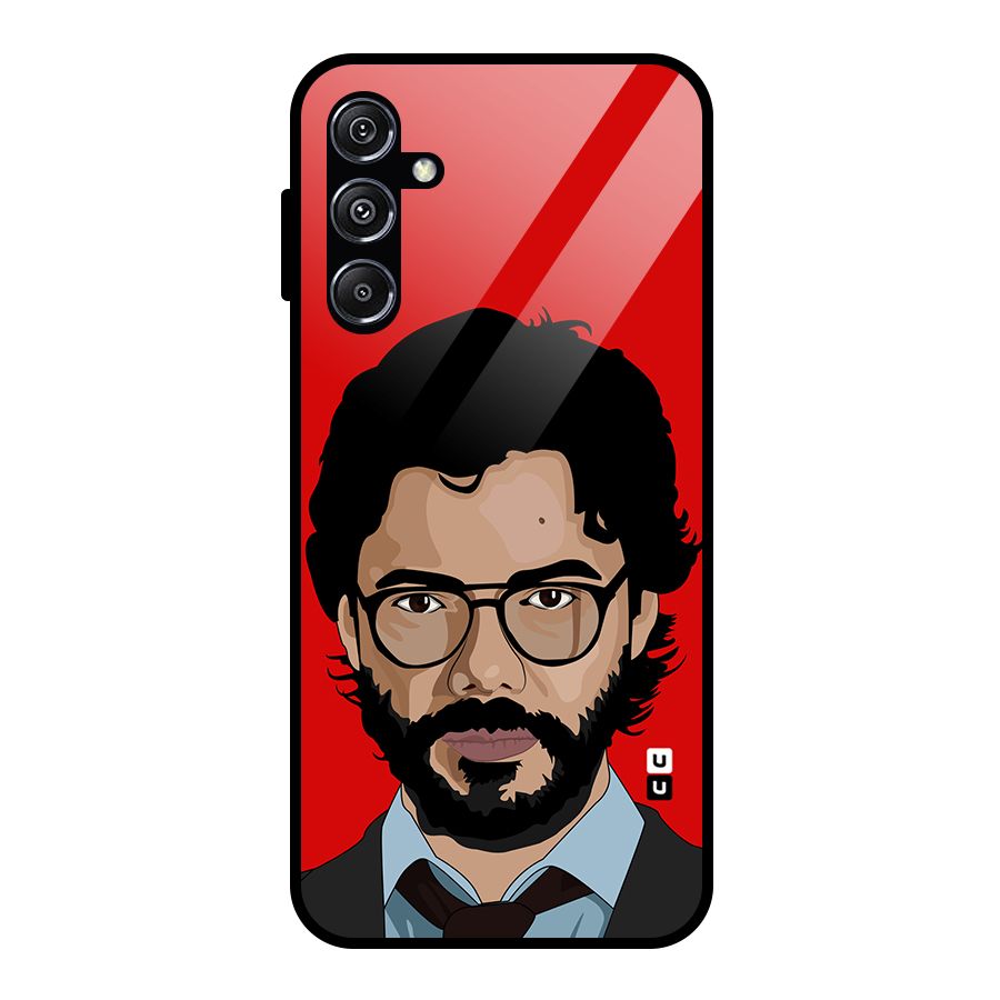 The Professor Illustration Art Glass Back Case for Galaxy M34 5G