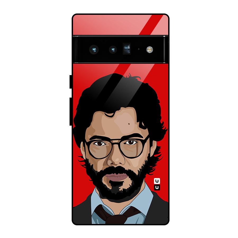 The Professor Illustration Art Glass Back Case for Google Pixel 6 Pro
