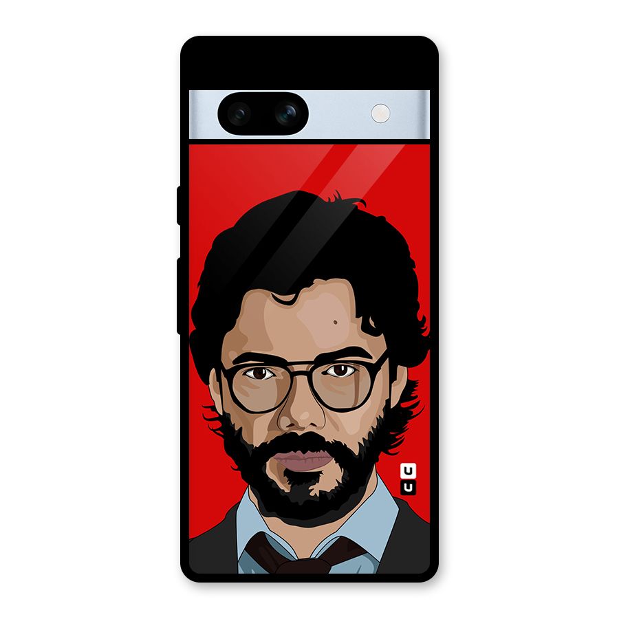 The Professor Illustration Art Glass Back Case for Google Pixel 7a