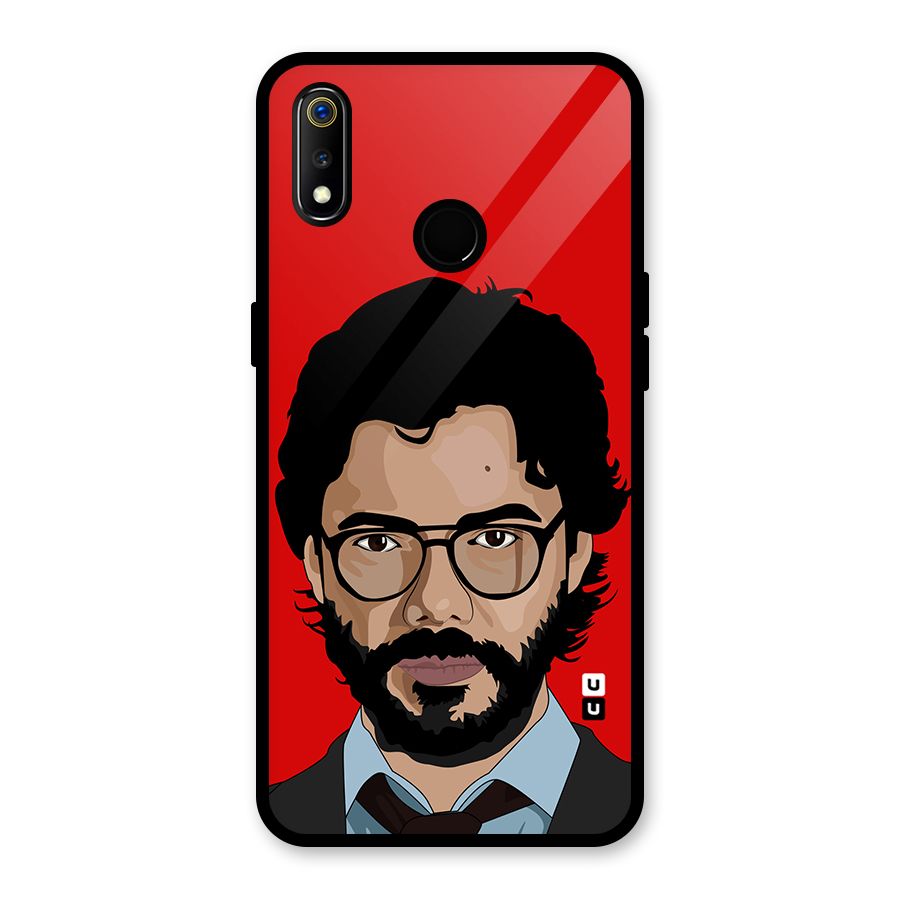 The Professor Illustration Art Glass Back Case for Realme 3i