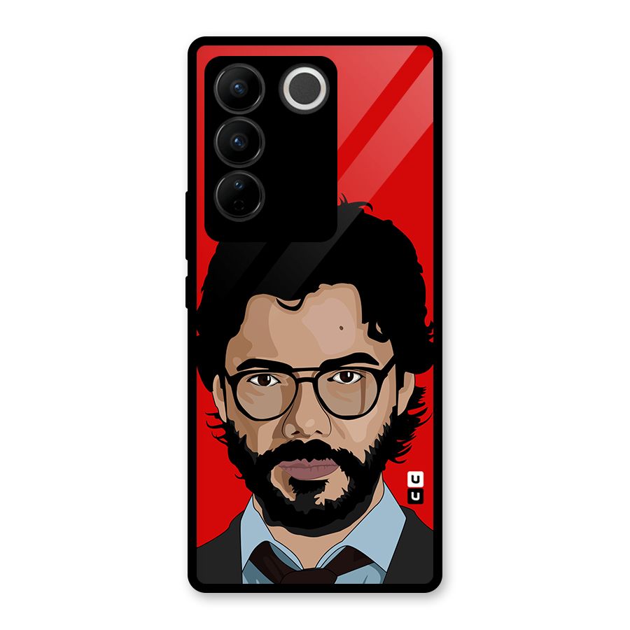 The Professor Illustration Art Glass Back Case for Vivo V27
