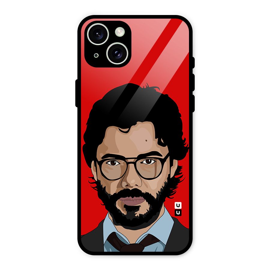 The Professor Illustration Art Glass Back Case for iPhone 15 Plus