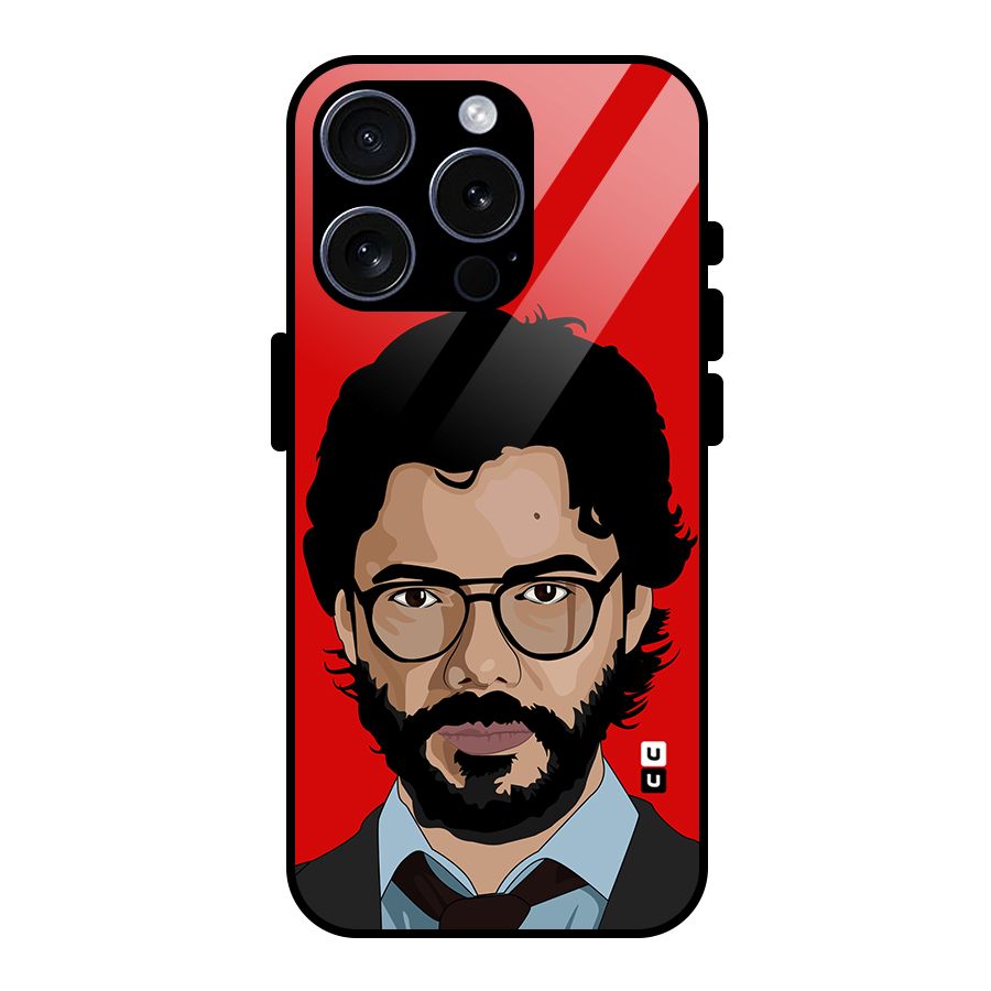 The Professor Illustration Art Glass Back Case for iPhone 15 Pro