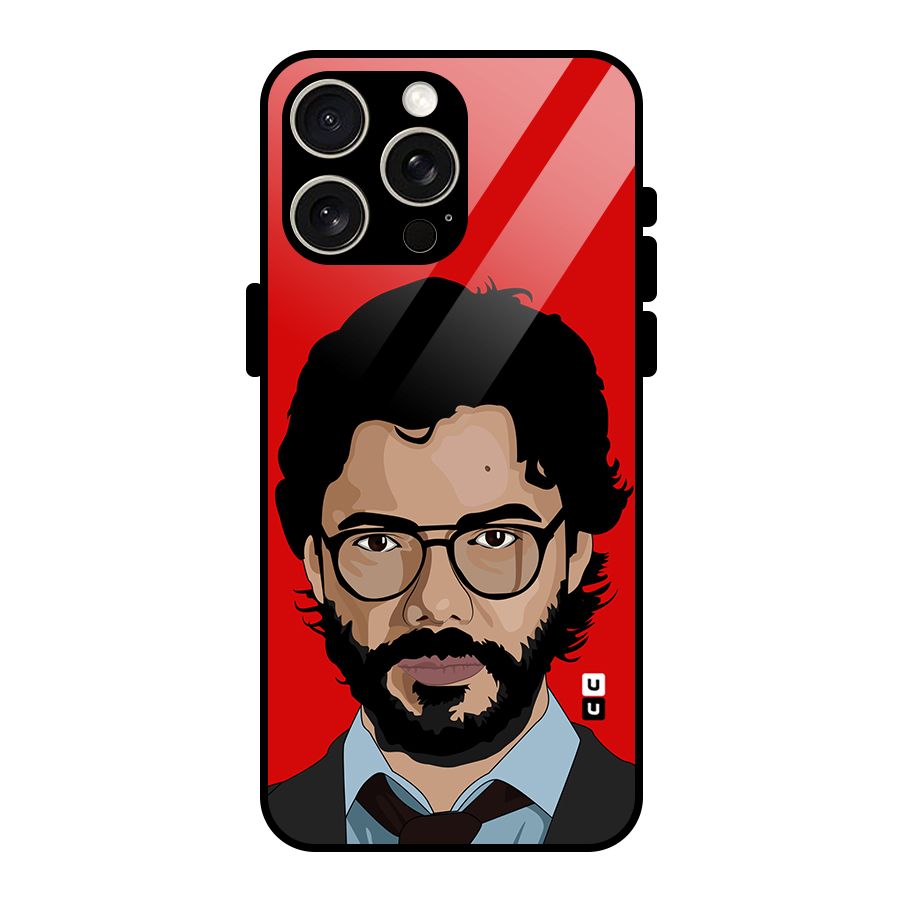 The Professor Illustration Art Glass Back Case for iPhone 15 Pro Max