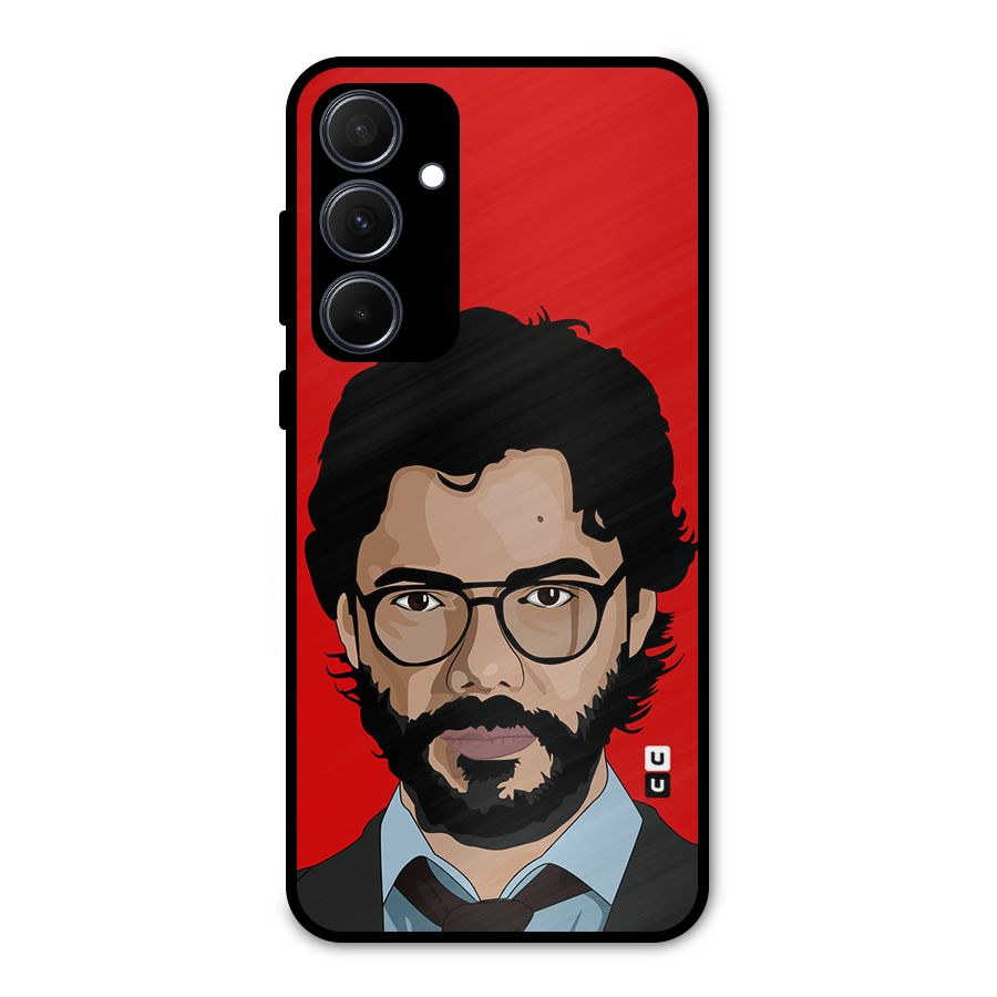 The Professor Illustration Art Metal Back Case for Galaxy A35