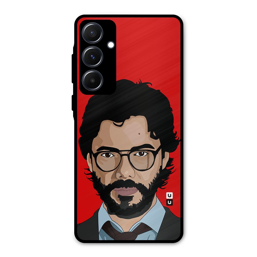 The Professor Illustration Art Metal Back Case for Galaxy A55