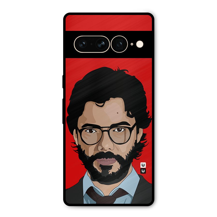 The Professor Illustration Art Metal Back Case for Google Pixel 7 Pro