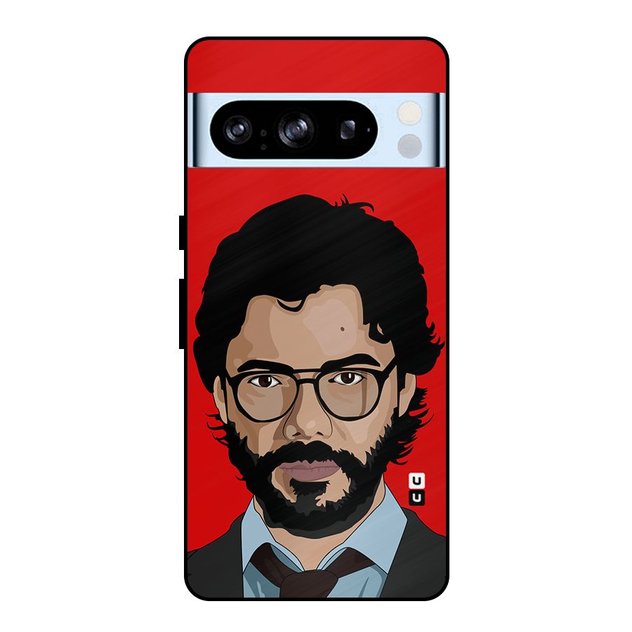 The Professor Illustration Art Metal Back Case for Google Pixel 8 Pro