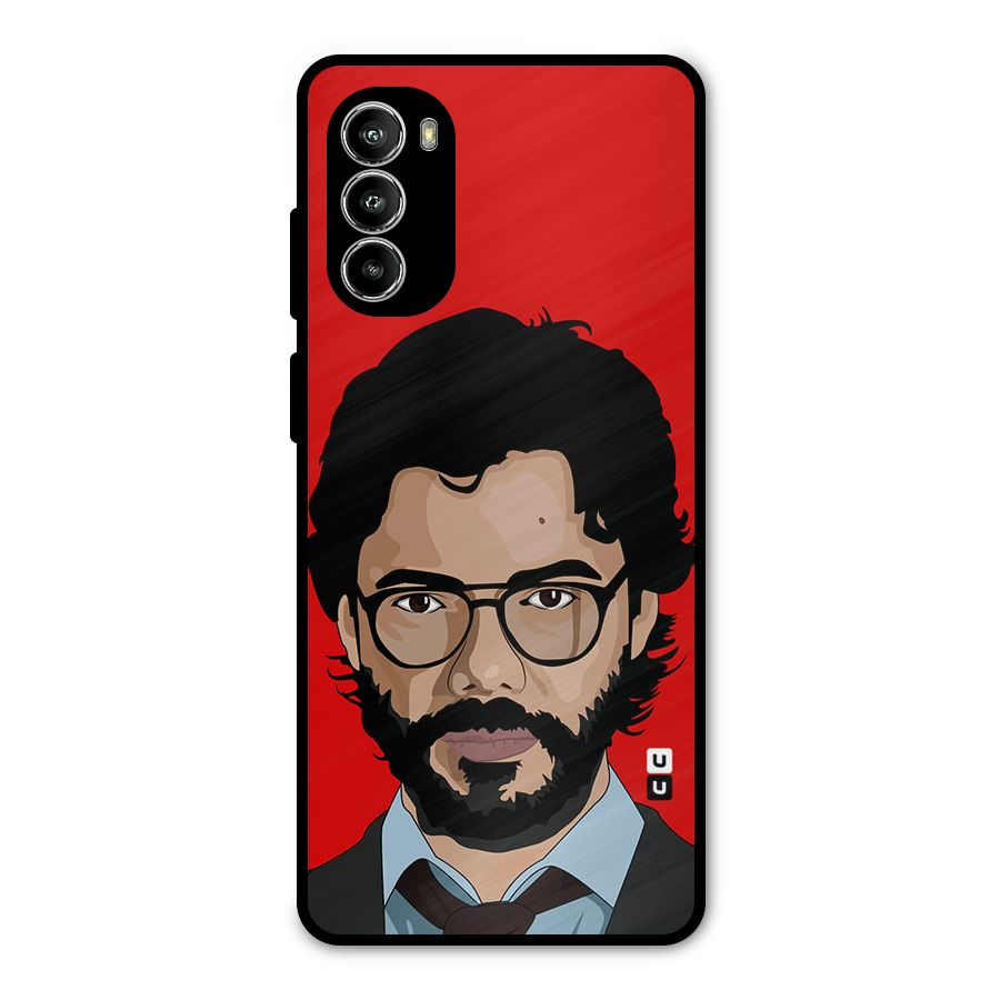 The Professor Illustration Art Metal Back Case for Moto G52