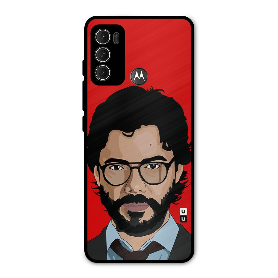 The Professor Illustration Art Metal Back Case for Moto G60