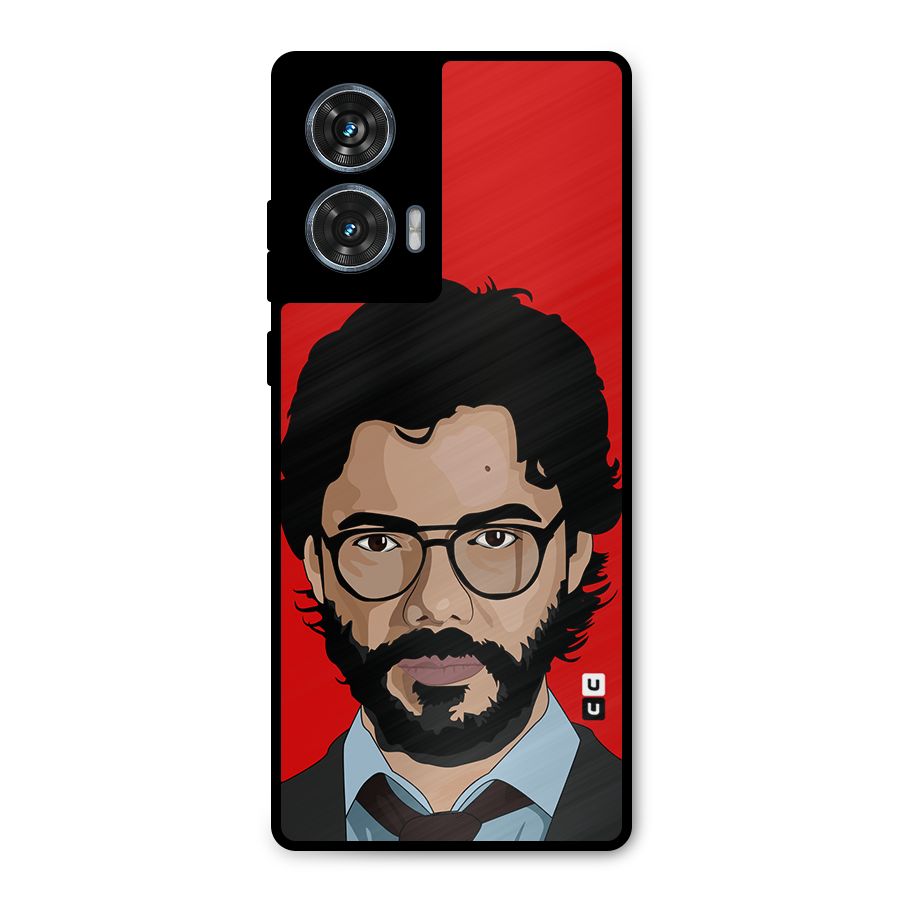 The Professor Illustration Art Metal Back Case for Motorola Edge 50 Fusion