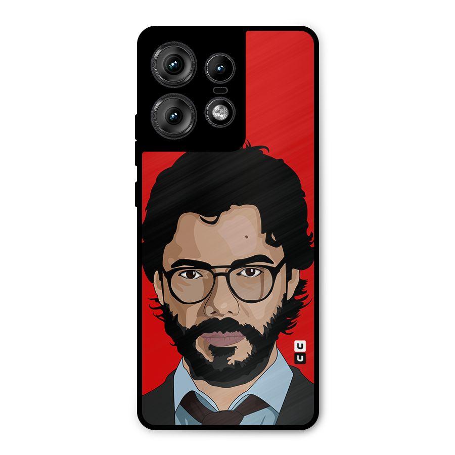 The Professor Illustration Art Metal Back Case for Motorola Edge 50 Pro
