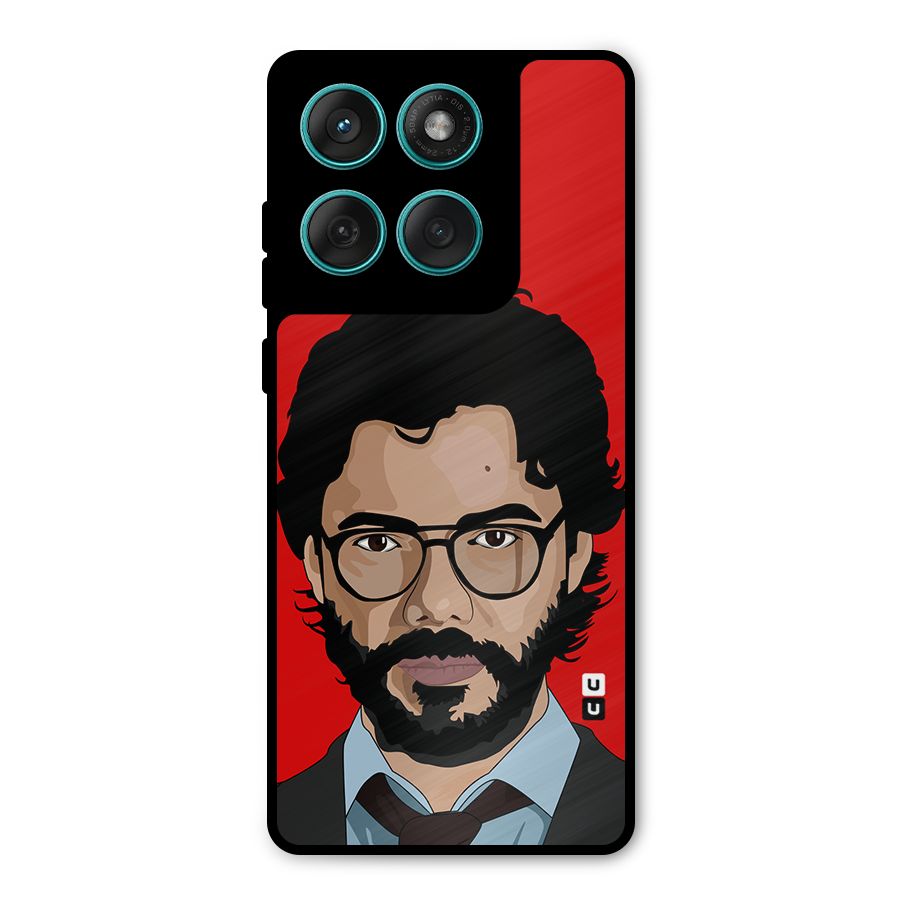 The Professor Illustration Art Metal Back Case for Motorola Edge 60 Fusion