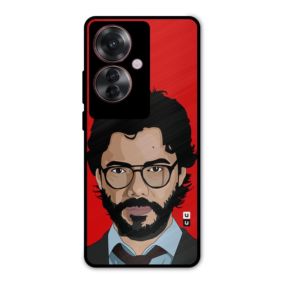The Professor Illustration Art Metal Back Case for Oppo F25 Pro