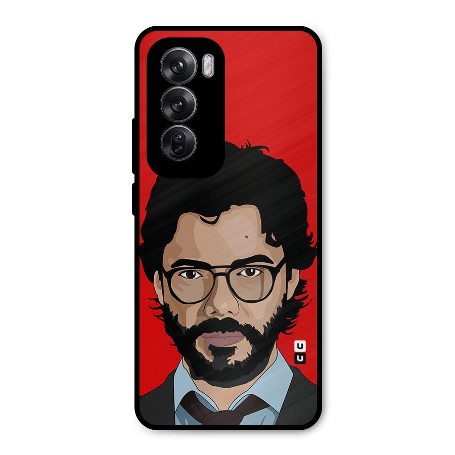 The Professor Illustration Art Metal Back Case for Oppo Reno12 Pro