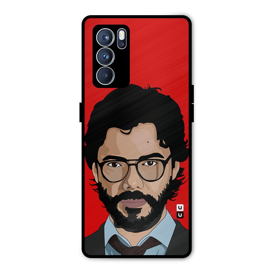The Professor Illustration Art Metal Back Case for Oppo Reno6 Pro 5G