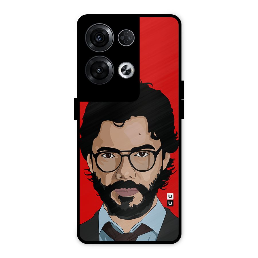 The Professor Illustration Art Metal Back Case for Oppo Reno8 Pro 5G