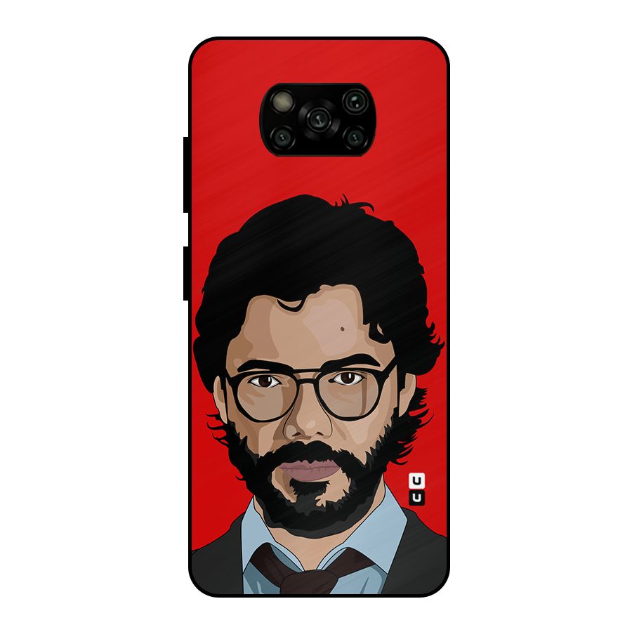 The Professor Illustration Art Metal Back Case for Poco X3