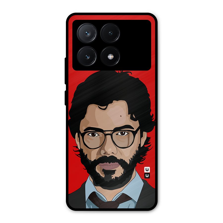 The Professor Illustration Art Metal Back Case for Poco X6 Pro