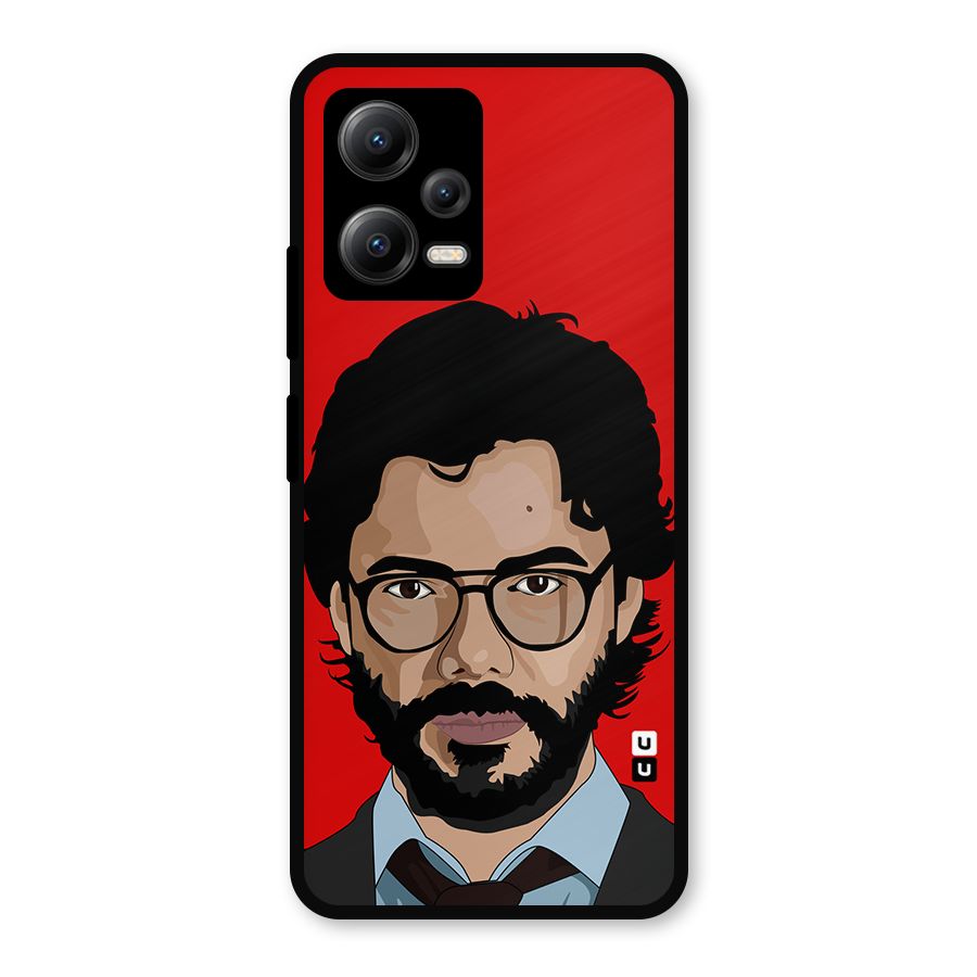 The Professor Illustration Art Metal Back Case for Redmi Note 12 5G