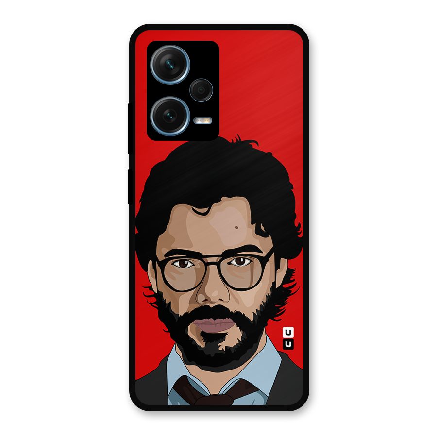 The Professor Illustration Art Metal Back Case for Redmi Note 12 Pro Plus 5G