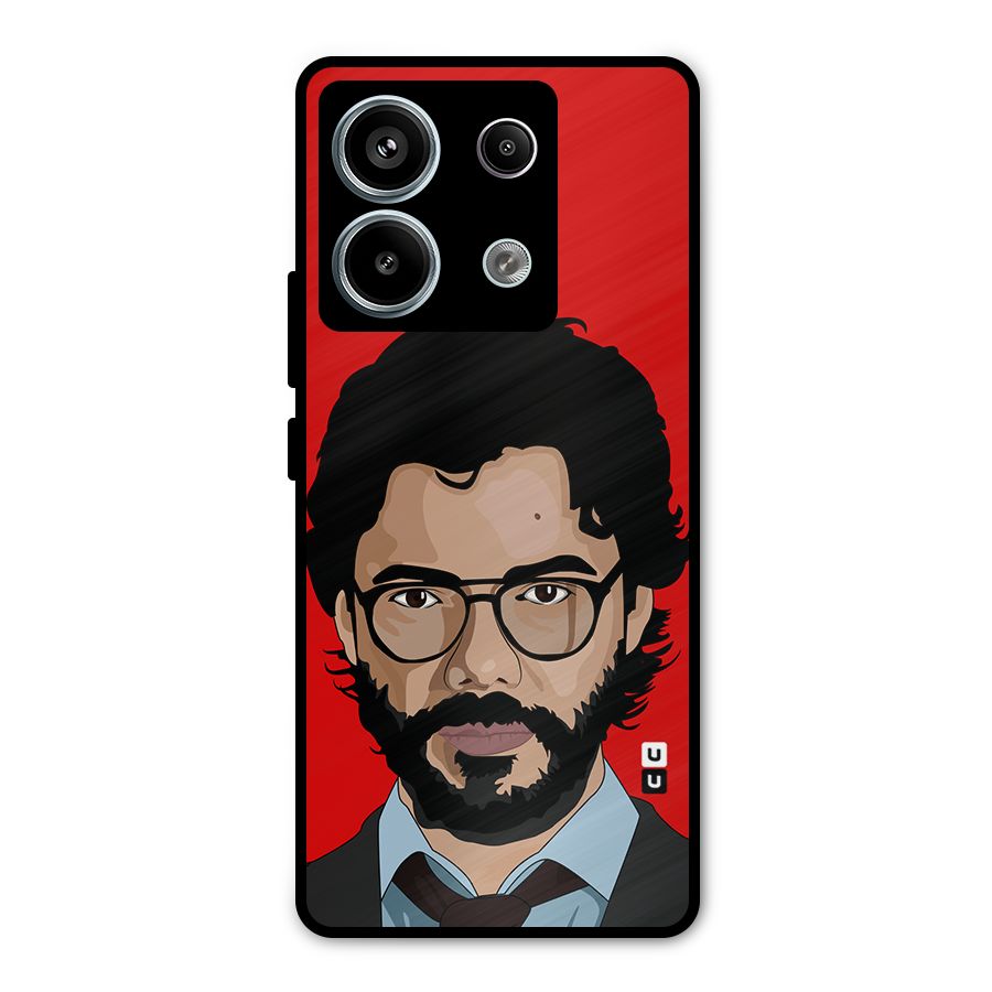 The Professor Illustration Art Metal Back Case for Redmi Note 13 Pro 5G