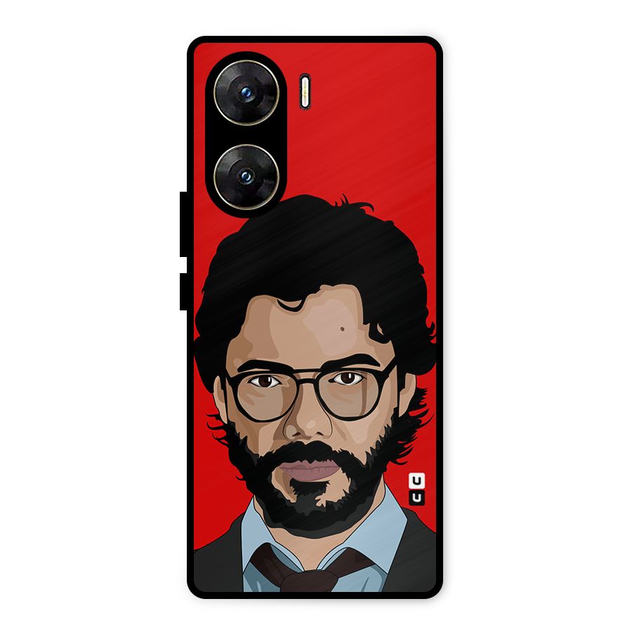 The Professor Illustration Art Metal Back Case for Vivo V29e