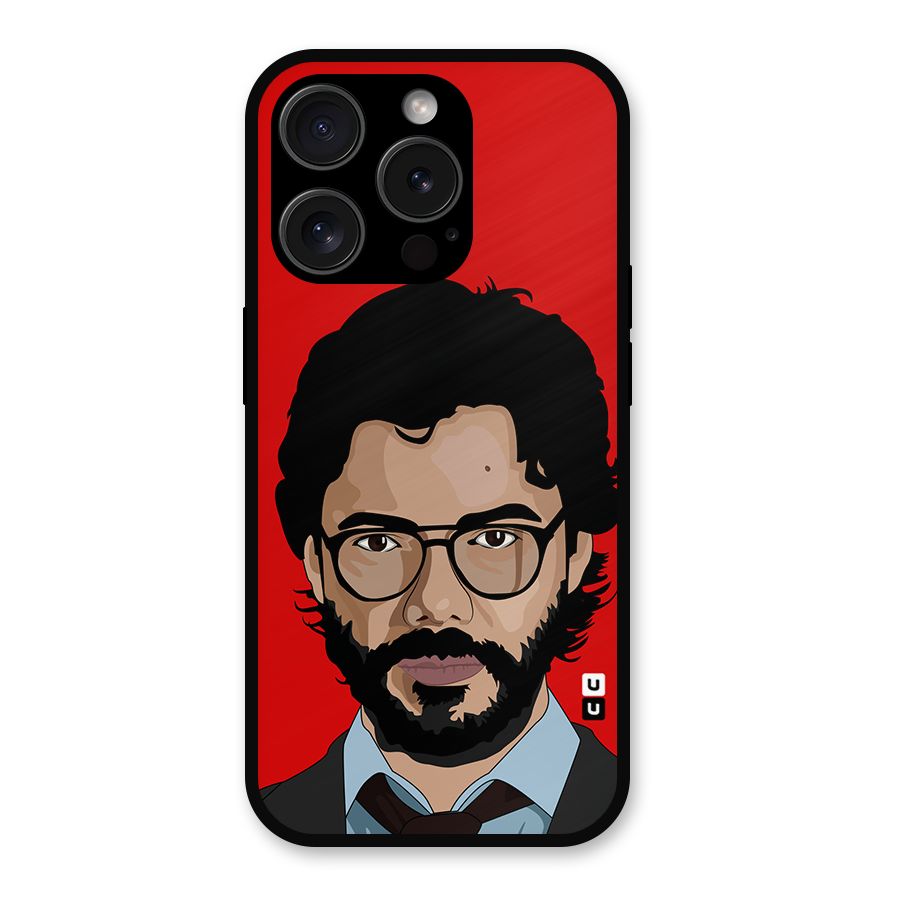 The Professor Illustration Art Metal Back Case for iPhone 15 Pro
