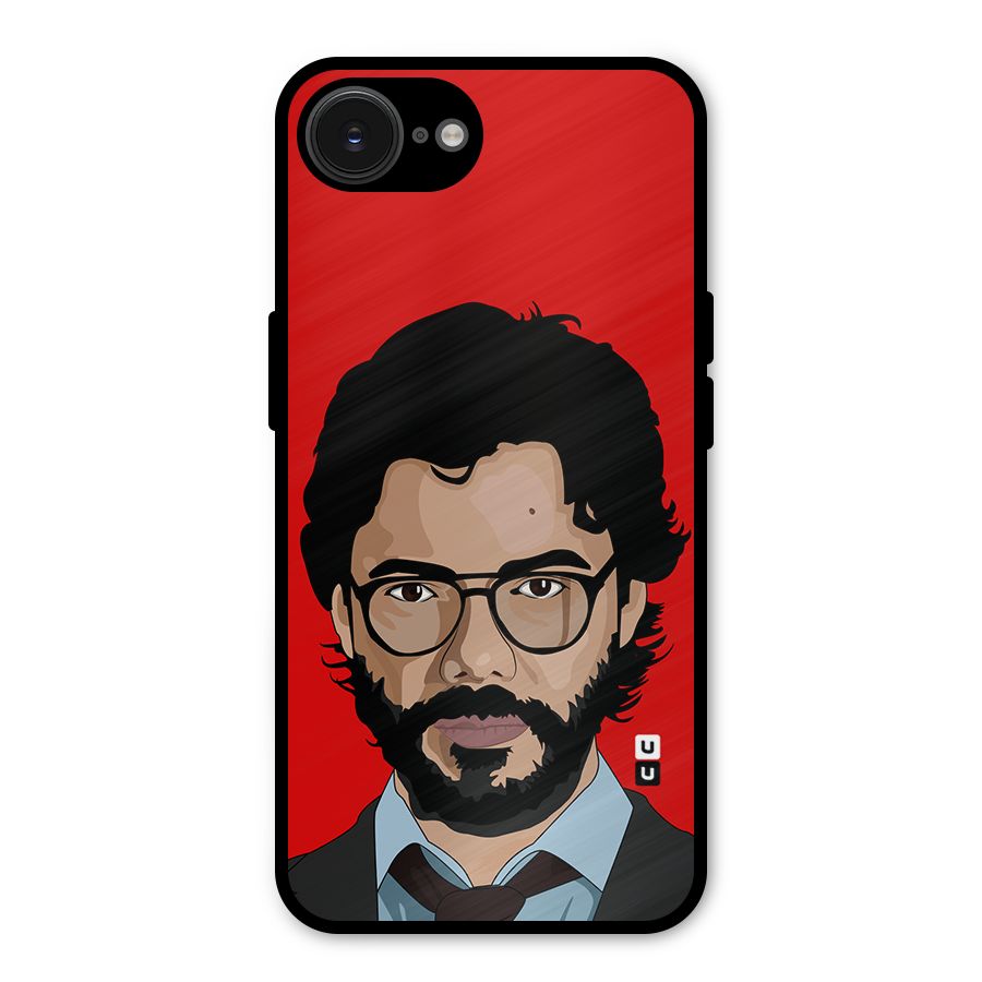The Professor Illustration Art Metal Back Case for iPhone 16e