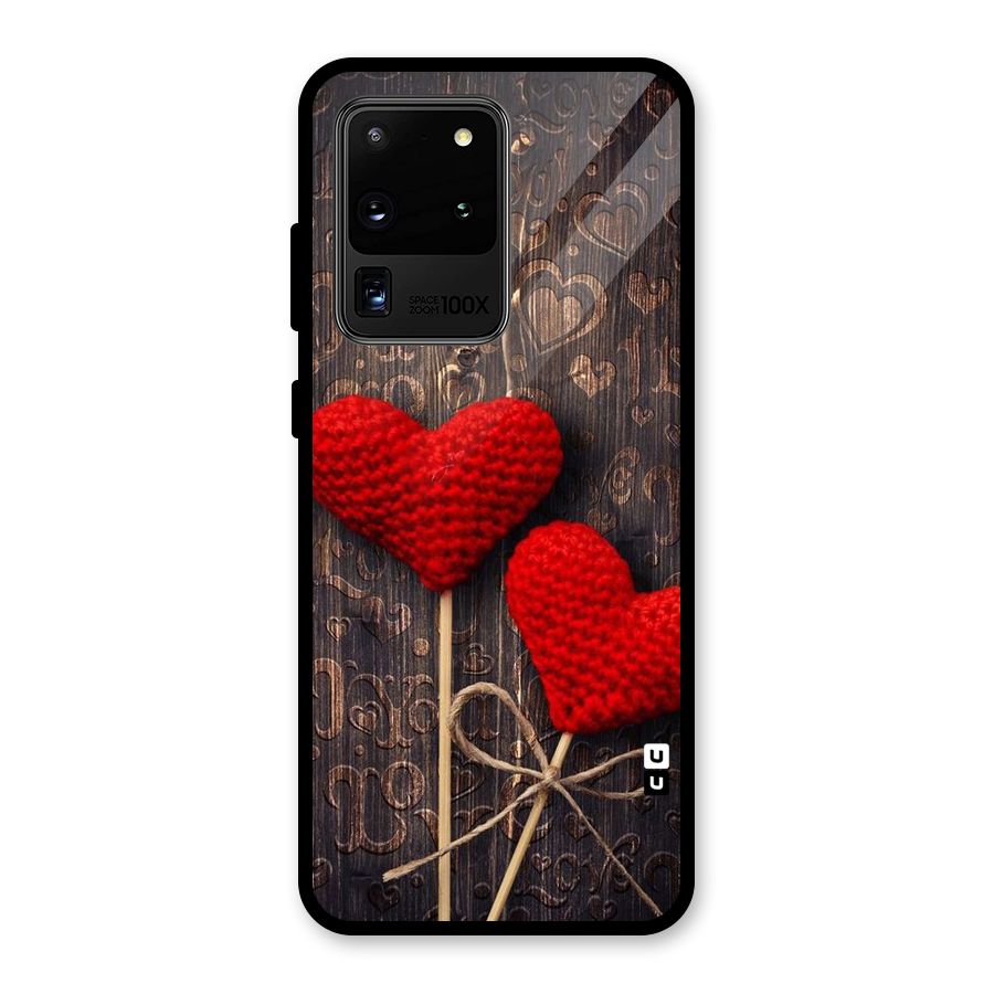 Thread Art Wooden Print Glass Back Case for Galaxy S20 Ultra