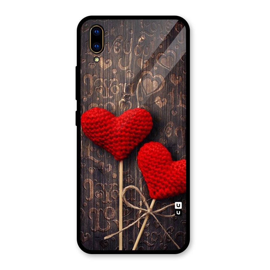 Thread Art Wooden Print Glass Back Case for Vivo V11 Pro