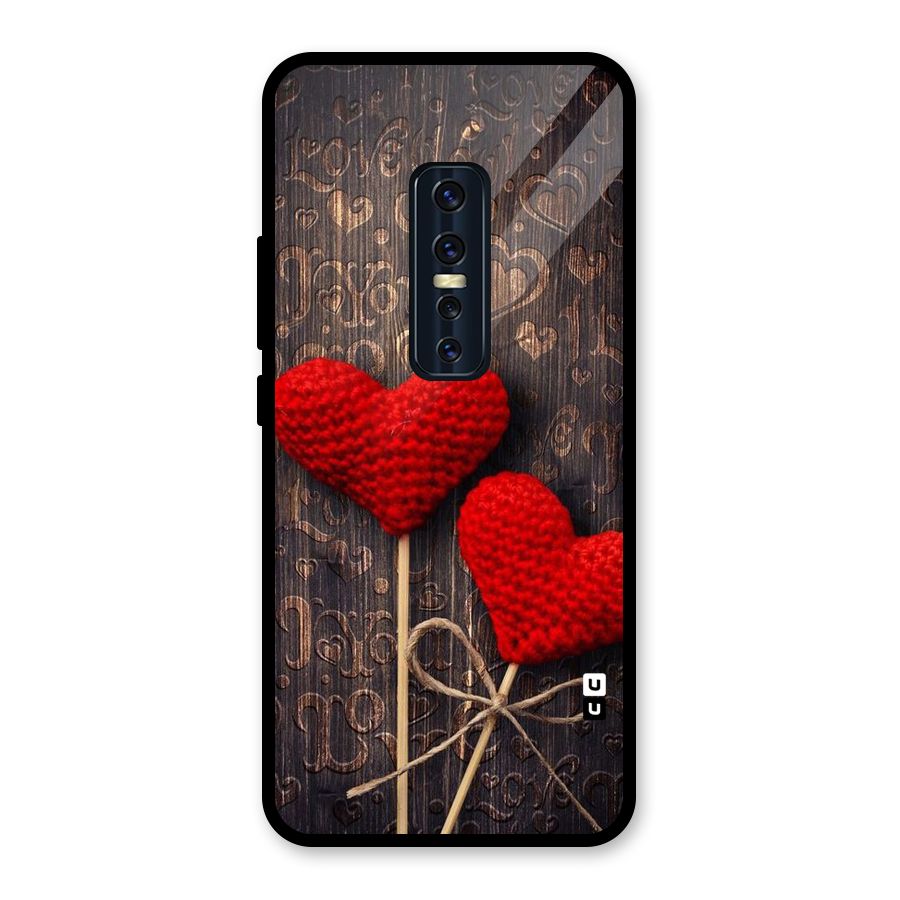 Thread Art Wooden Print Glass Back Case for Vivo V17 Pro