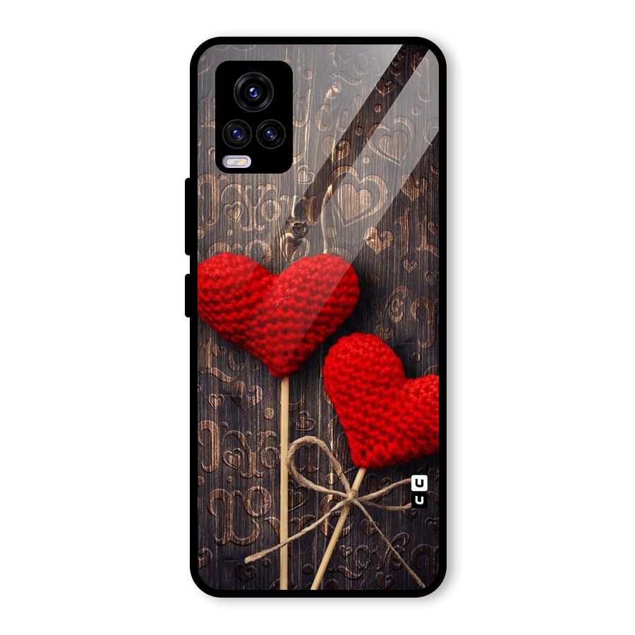 Thread Art Wooden Print Glass Back Case for Vivo V20 2021
