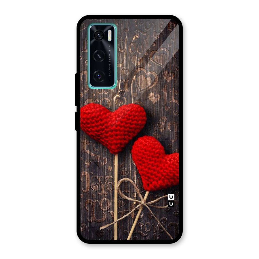Thread Art Wooden Print Glass Back Case for Vivo V20 SE