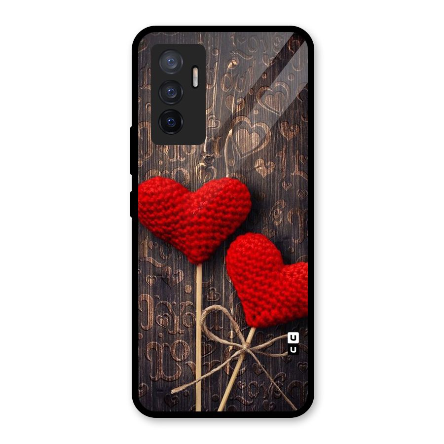 Thread Art Wooden Print Glass Back Case for Vivo V23e