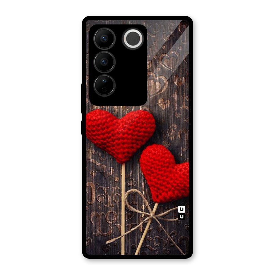 Thread Art Wooden Print Glass Back Case for Vivo V27