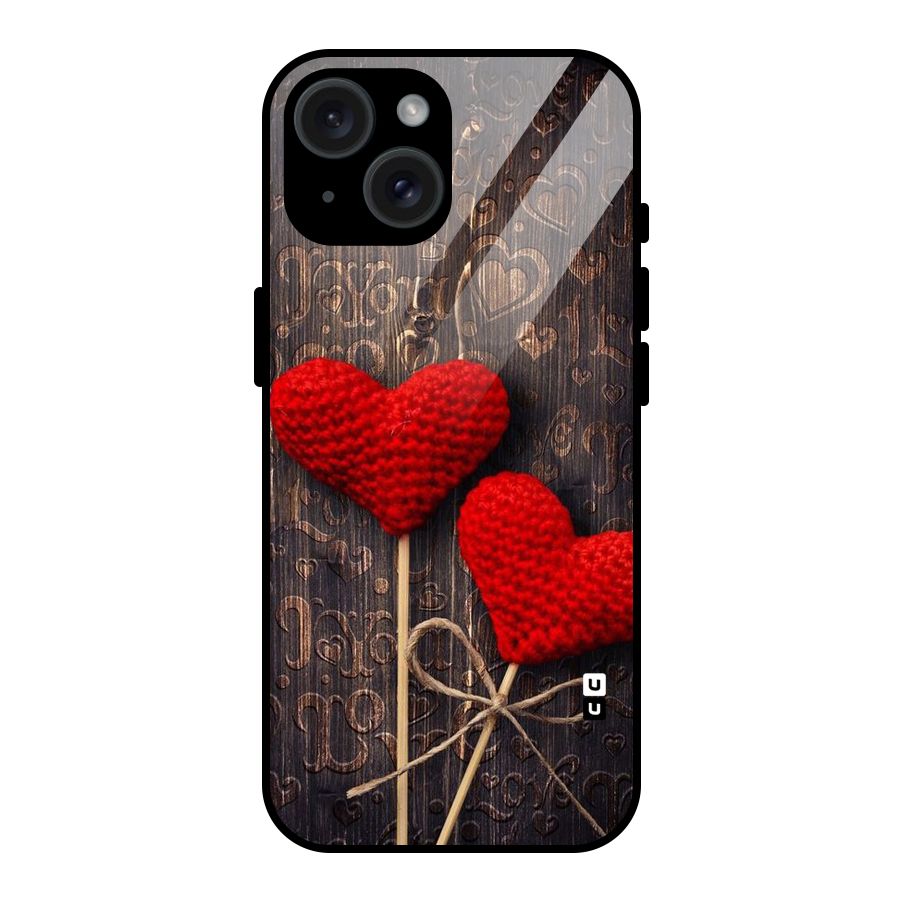 Thread Art Wooden Print Glass Back Case for iPhone 15
