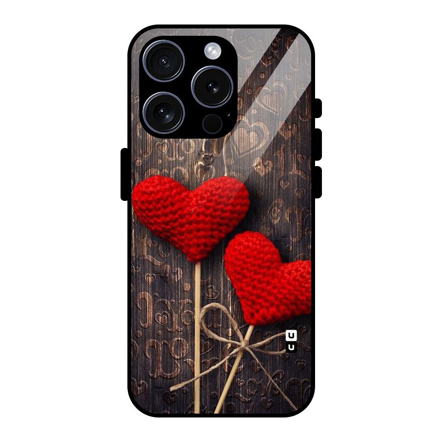 Thread Art Wooden Print Glass Back Case for iPhone 15 Pro