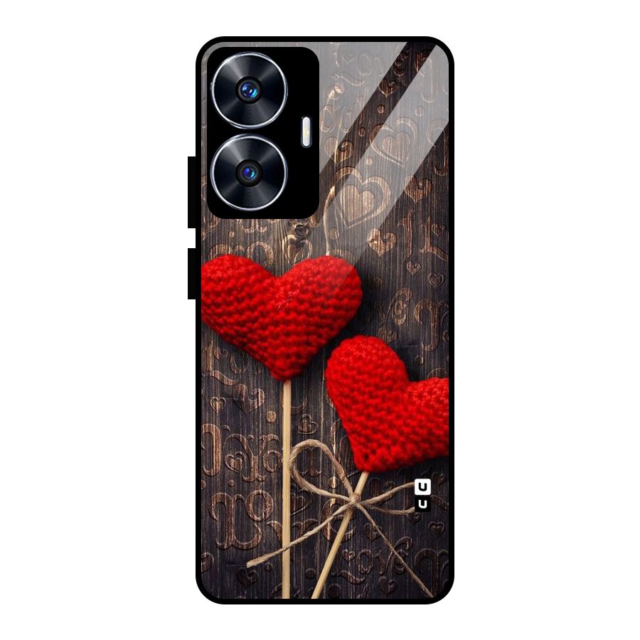 Thread Art Wooden Print Glass Back Case for realme C55