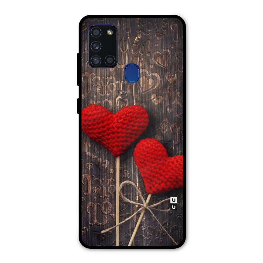 Thread Art Wooden Print Metal Back Case for Galaxy A21s