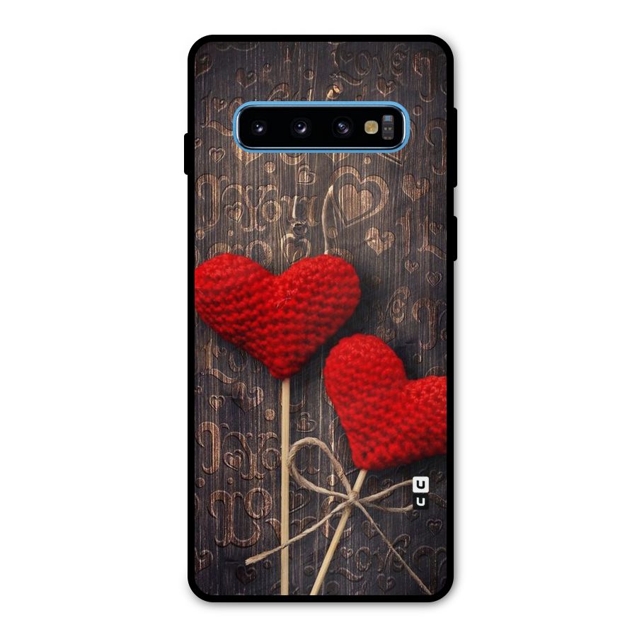 Thread Art Wooden Print Metal Back Case for Galaxy S10