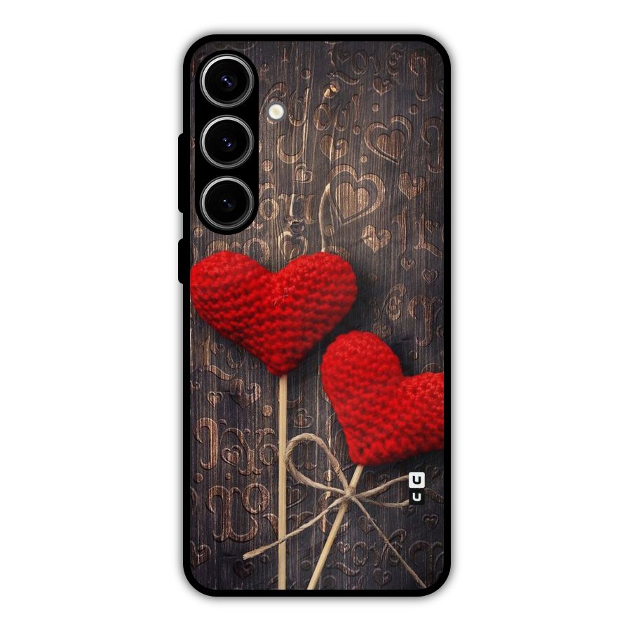 Thread Art Wooden Print Metal Back Case for Galaxy S24 Plus
