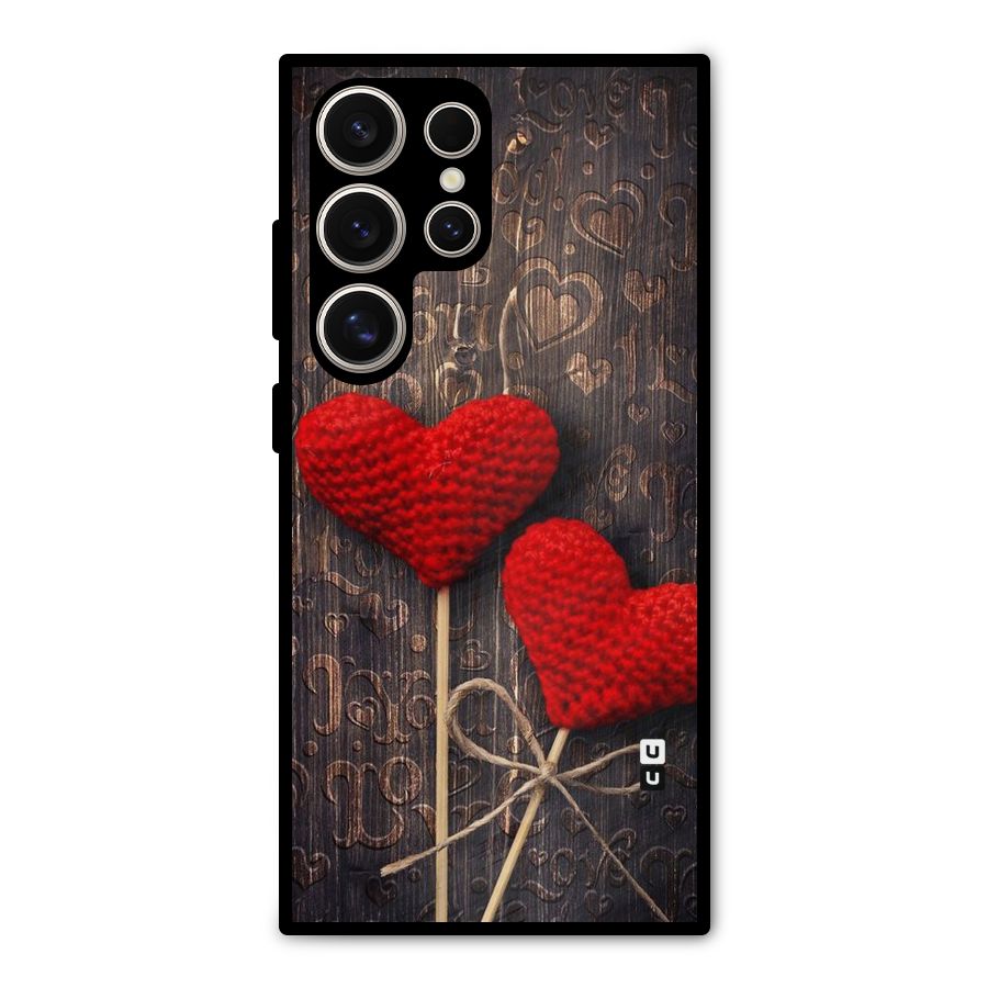 Thread Art Wooden Print Metal Back Case for Galaxy S24 Ultra