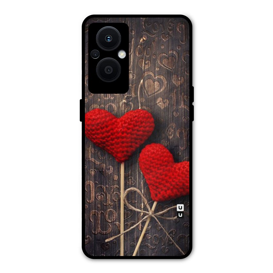 Thread Art Wooden Print Metal Back Case for Oppo F21s Pro 5G
