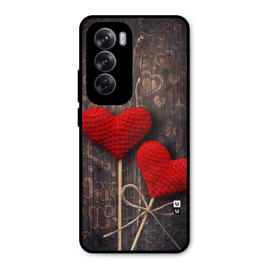 Thread Art Wooden Print Metal Back Case for Oppo Reno12 Pro