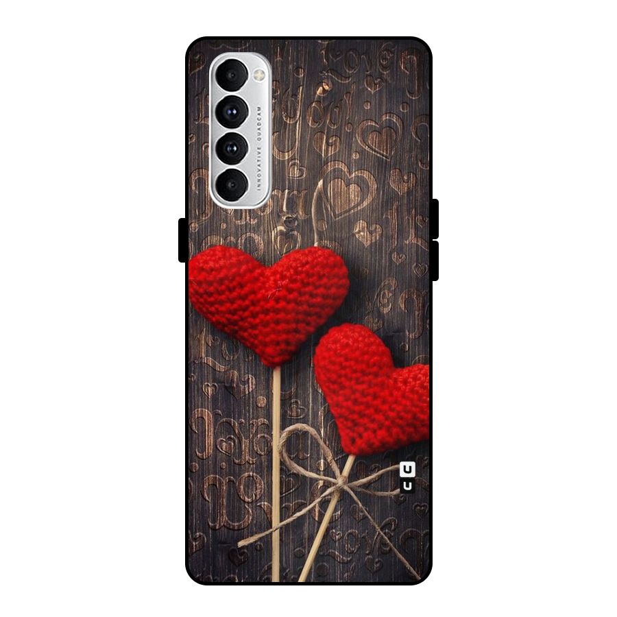 Thread Art Wooden Print Metal Back Case for Oppo Reno4 Pro