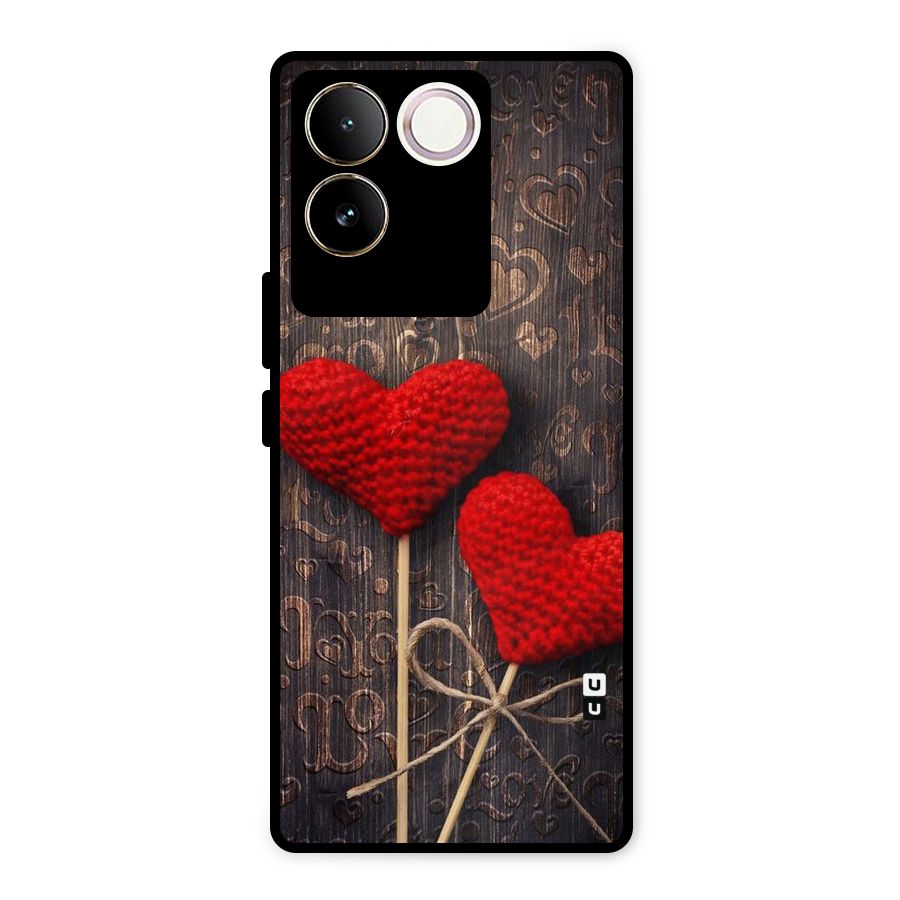 Thread Art Wooden Print Metal Back Case for Vivo T2 Pro