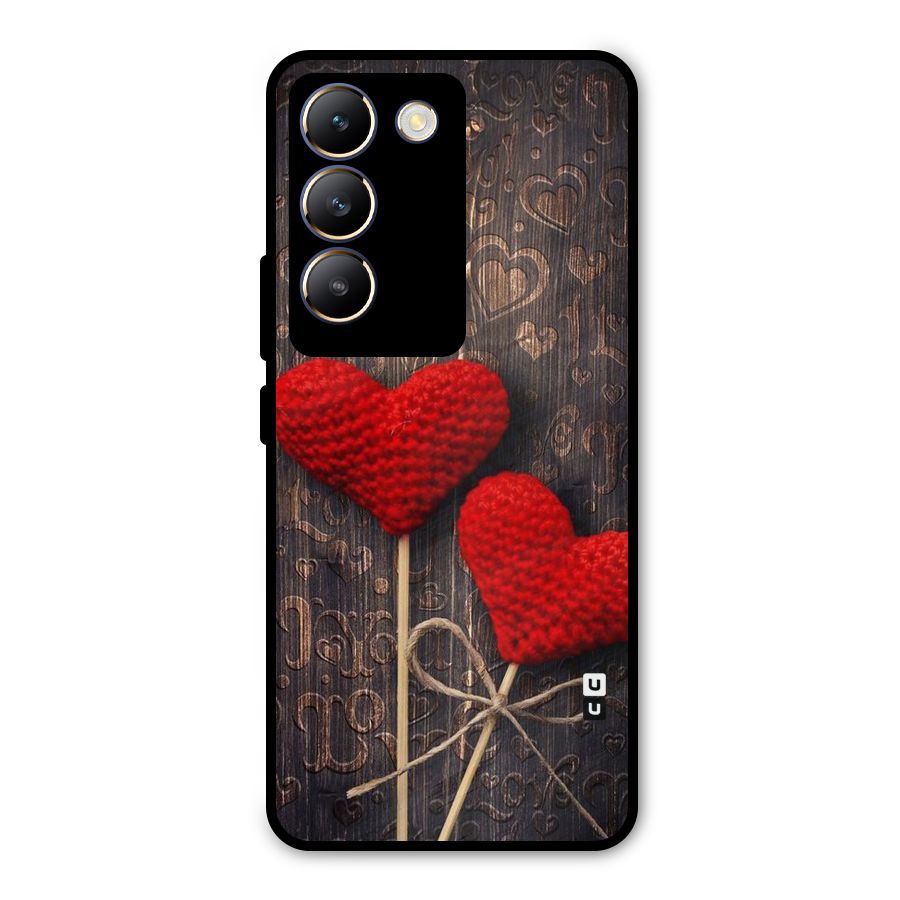 Thread Art Wooden Print Metal Back Case for Vivo T3 5G