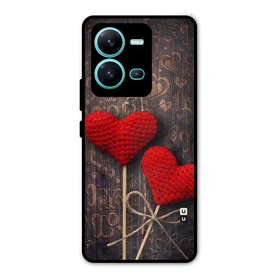 Thread Art Wooden Print Metal Back Case for Vivo V25